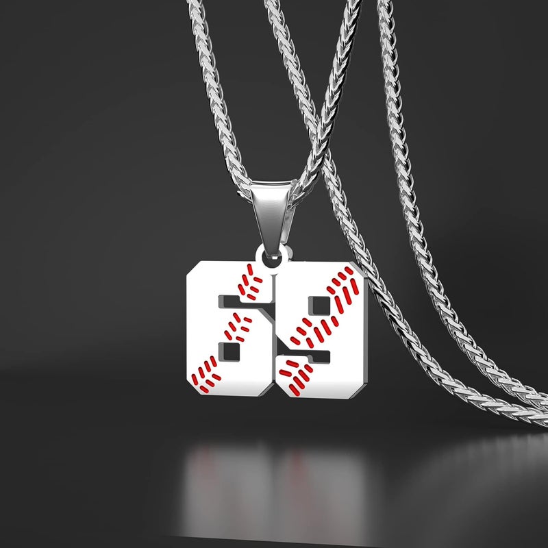 Wikavanli Personalized Baseball Jersey Number 00-99 Necklace - Stainless Steel Baseball Chain Pendant Necklace - Team Jewelry Gift for Boys, Girls, Men, Women - Image 2